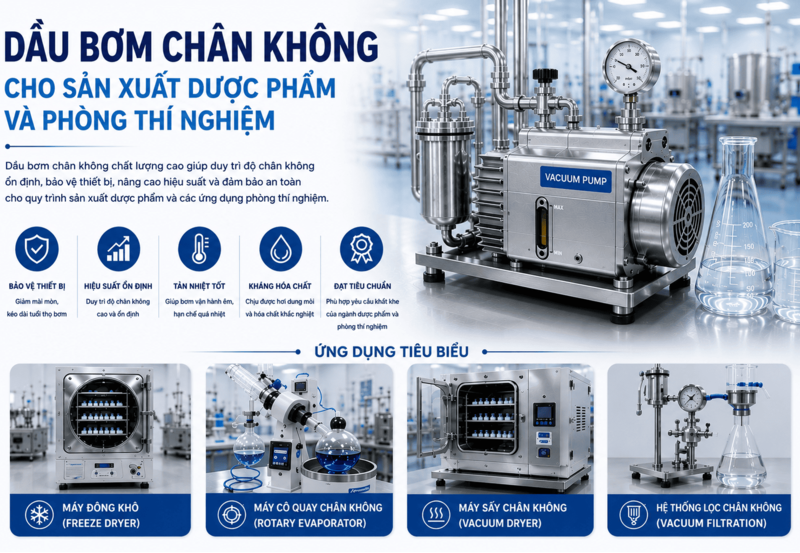 Dầu bơm chân không cho Ngành Dược phẩm và Phòng thí nghiệm